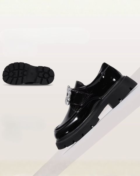 Туфлі глянцеві зі стразами на липучці Чорний 27 17.2см 19109 фото