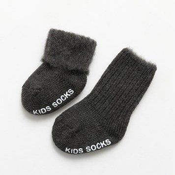 Шкарпетки дитячі теплі однотонні Kids Socks (Темно-сірий 0-1 рік ) 13021 фото
