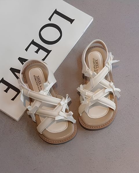 Босоніжки з бантиком на липучці Бежевий 26 16.2см 19083 фото