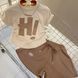 Костюм для дівчинки HI футболка з шортами Коричневий 150см 34567 фото 4