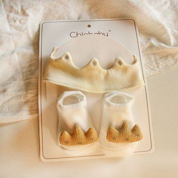 Набір дитячий корона зі шкарпетками Chicbaby (Молочний One Size ) 13545 фото