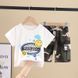 Костюм дитячий з принтом та камуфляжними шортами Білий 100см 13244 фото 1