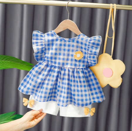 Костюм детский двойка в клетку Flower Girl02