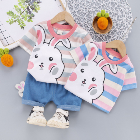 Костюм детский двойка в полоску Pink Rabbit01