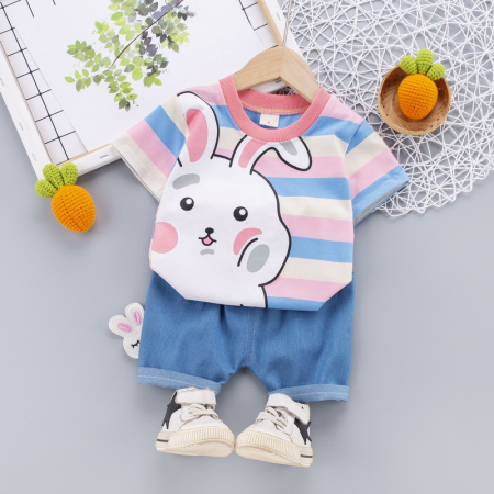 Костюм детский двойка в полоску Pink Rabbit03