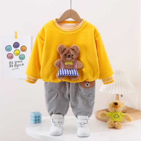 Костюм детский двойка теплый с мультяшным зверьком MMK Kids