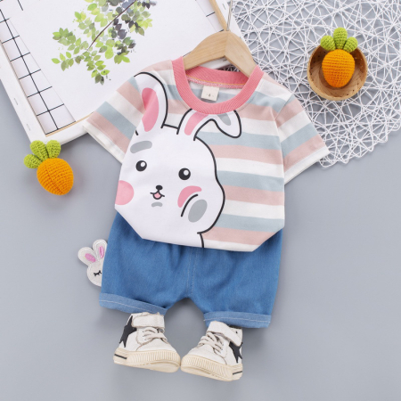 Костюм детский двойка в полоску Pink Rabbit02